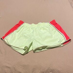 Nike Women's Neon Green and Coral Athletic Shorts